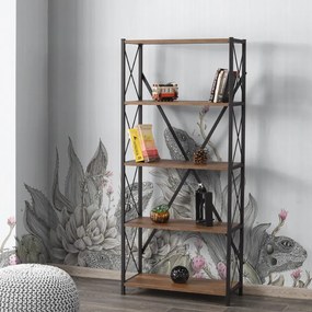 MULTIHOME ΒΙΒΛΙΟΘΗΚΗ ΜΕ ΜΑΥΡΟ ΣΚΕΛΕΤΟ ΚΑΙ ΡΑΦΙΑ ΚΑΡΥΔΙΑ 160x71x30 ΚΩΔ.234 951-027-0710