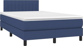 vidaXL Κρεβάτι Boxspring με Στρώμα &amp; LED Μπλε 120x200 εκ. Υφασμάτινο