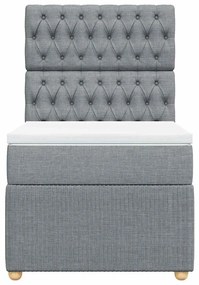 vidaXL Κρεβάτι Boxspring με Στρώμα Ανοιχτό Γκρι 100x200 εκ. Υφασμάτινο