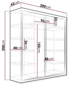 Ντουλάπα Dover 106, Sonoma οξιά, 200x200x62cm, 174 kg, Πόρτες ντουλάπας: Ολίσθηση, Αριθμός ραφιών: 9, Αριθμός ραφιών: 9 | Epipla1.gr