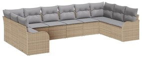 vidaXL Σετ Καναπέ Κήπου 10 pcs μπεζ και ανοιχτό γκρι συνθετικό ρατάν