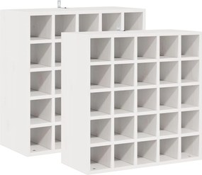 vidaXL Ράφι Κρασιού 2 pcs Λευκό 56 x 25 x 56 cm Στερεά ξυλεία πεύκου