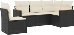 vidaXL Patio Sofa Set 5,0-θέσια Black and Cream