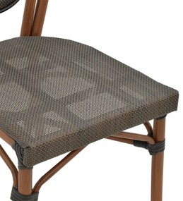 Καρέκλα Nacia  pakoworld καρυδί αλουμίνιο-γκρι textilene 45x59x85εκ