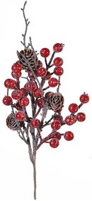 Κλαδί Berries Με Κουκουνάρια 00.11.14429 30cm Red