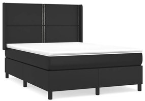 vidaXL Κρεβάτι Boxspring με Στρώμα Μαύρο 140x200εκ.από Συνθετικό Δέρμα