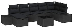 vidaXL Σετ Καναπέ Κήπου με μαξιλάρι 8 pcs Μαύρο Πολυ ράταν