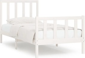 vidaXL Πλαίσιο Κρεβατιού Λευκό 75x190 εκ. Μασίφ Ξύλο Small Single
