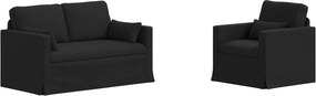 vidaXL Σετ Καναπέ 2 pcs Μαύρο 139 x 78 x 80 εκ ύφασμα