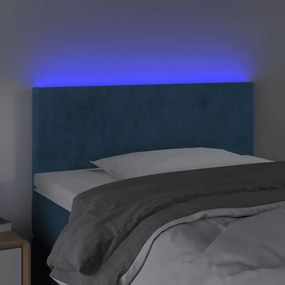 Κεφαλάρι Κρεβατιού LED Σκούρο Μπλε 90x5x78/88 εκ. Βελούδινο - Μπλε