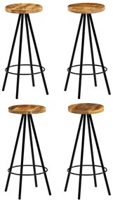 vidaXL Σκαμπό Μπαρ 4 τεμ. από Μασίφ Ξύλο Μάνγκο