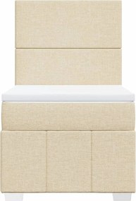 vidaXL Κρεβάτι Boxspring με Στρώμα Κρεμ 100 x 200 εκ. Υφασμάτινο