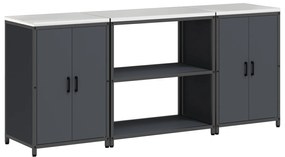 vidaXL Σετ Αποθήκευσης Κουζίνας με ράφι 3 pcs Ανθρακί 210 x 50 x 92 εκ