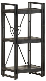 vidaXL Βιβλιοθήκη με 3 Επίπεδα Μαύρη 40x30x80 εκ. Μασίφ Ξύλο Μάνγκο