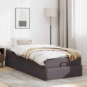 vidaXL Οθωμανικό κρεβάτι με στρώμα Γκρι 100x200cm Faux Leather