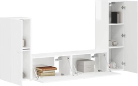 vidaXL Σετ επίπλου τηλεόρασης 4 pcs Υψηλής γυαλάδας λευκό