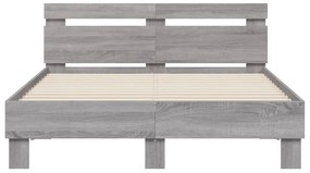 vidaXL Πλαίσιο Κρεβατιού με Κεφαλάρι Γκρι Sonoma 120x200εκ. Επεξ. Ξύλο