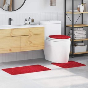 vidaXL Πατάκι μπάνιου 3 pcs Κόκκινο 50 x 50 cm Πολυπροπυλένιο