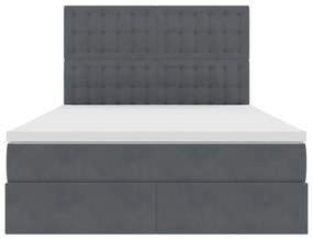 vidaXL Κρεβάτι με αποθηκευτικό χώρο και LED Σκούρο Γκρι 140 x 200 cm