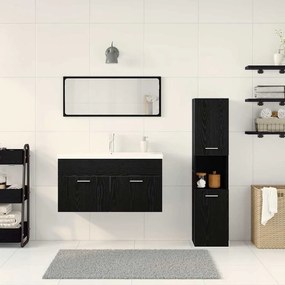 vidaXL Σετ Επίπλων Μπάνιου με ράφι 4 pcs Μαύρη Οξυά Επεξεργασμένο ξύλο
