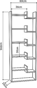 Βιβλιοθήκη Oppa Megapap χρώμα sapphire oak/λευκό 60x22x162εκ.