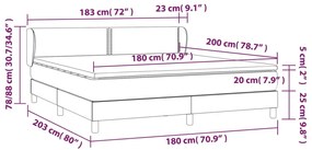 vidaXL Κρεβάτι Boxspring με Στρώμα Μαύρο 180x200 εκ. Υφασμάτινο