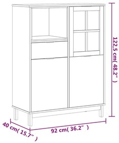 Συρταριέρα FLAM 92x40x122,5εκ Μασίφ Ξύλο Πεύκο με Γυάλινη Πόρτα - Καφέ