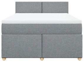 Κρεβάτι Boxspring με Στρώμα Αν. Πράσινο 160x200εκ Υφασμάτινο - Γκρι