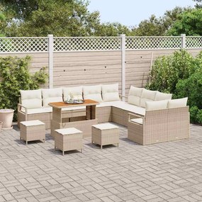 vidaXL Σετ Καναπέ Κήπου με μαξιλάρι 14 pcs Μπεζ και Κρέμα