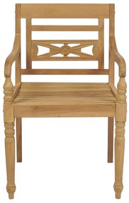 vidaXL Καρέκλες Batavia 2 τεμ. από Μασίφ Ξύλο Teak με Μπλε Μαξιλάρια