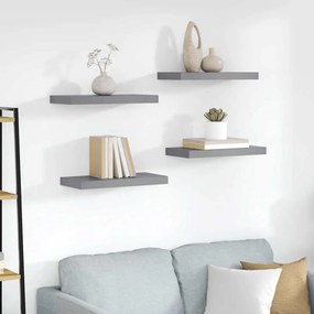 vidaXL Ράφια Τοίχου 4 τεμ. Γκρι 50x23x3,8 εκ. MDF
