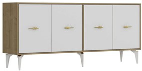 Μπουφές Sinta 475OLV2377 180x35x82,6cm Oak-White Μοριοσανίδα, Μελαμίνη