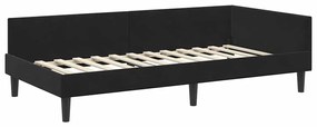 vidaXL Πλαϊνό Κρεβάτι Μαύρο 90 x 190 cm Βελούδο και Στιβαρή ξυλεία