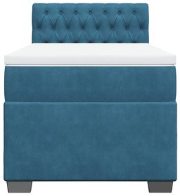 vidaXL Κρεβάτι Boxspring με Στρώμα Σκούρο Μπλε 80 x 200 εκ. Βελούδινο