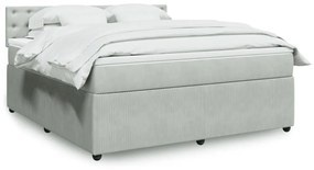 Κρεβάτι Boxspring με Στρώμα Ανοιχτό Γκρι 180x200 εκ. Βελούδινο - Γκρι