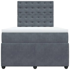 vidaXL Κρεβάτι Boxspring με Στρώμα Σκούρο Γκρι 120x190 εκ. Βελούδινο
