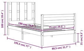 ΠΛΑΙΣΙΟ ΚΡΕΒΑΤΙΟΥ ΜΕ ΚΕΦΑΛΑΡΙ ΜΑΣΙΦ ΞΥΛΟ 2FT6 SMALL SINGLE 3194076