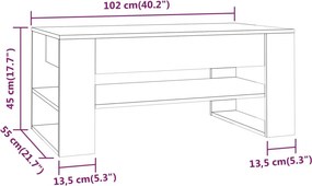 vidaXL Τραπεζάκι Σαλονιού Λευκό 102 x 55 x 45 εκ. από Επεξεργ. Ξύλο