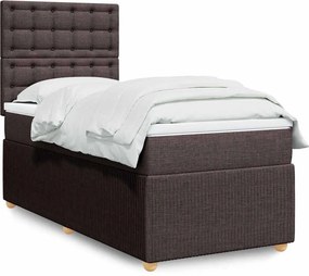 vidaXL Κρεβάτι Boxspring με Στρώμα Σκούρο Καφέ 80x200 εκ. Υφασμάτινο