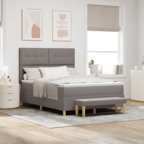 vidaXL Κρεβάτι Box Spring με Στρώμα & Παγκάκι Ταμπά 140x190 εκ Υφασμάτινο