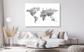 Εικόνα στον παγκόσμιο χάρτη φελλού σε ασπρόμαυρα χρώματα - 90x60