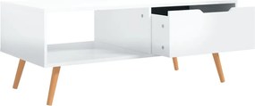 vidaXL Τραπεζάκι Σαλονιού Γυαλ. Λευκό 90x49,5x43 εκ. Επεξεργ. Ξύλο