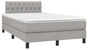 Κρεβάτι Boxspring με Στρώμα &amp; LED Αν.Γκρι 120x200 εκ Υφασμάτινο - Γκρι