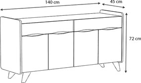 Μπουφές Sila Megapap χρώμα λευκό 140x45x72εκ.
