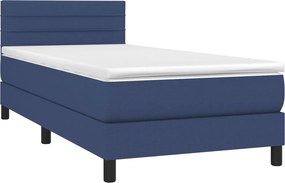 vidaXL Κρεβάτι Boxspring με Στρώμα Μπλε 90x200 εκ.Υφασμάτινο
