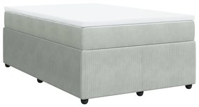 vidaXL Κρεβάτι Boxspring με Στρώμα Ανοιχτό Γκρι 120x190 εκ. Βελούδινο