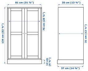 HAVSTA ντουλάπι βιτρίνα με μπάζα, 81x37x134 cm 095.346.54