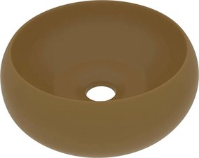 vidaXL Νιπτήρας Πολυτελής Στρογγυλός Κρεμ Ματ 40 x 15 εκ. Κεραμικός
