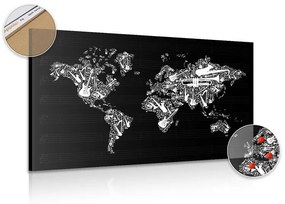 Εικόνα στον παγκόσμιο χάρτη μουσικής από φελλό - 90x60  transparent