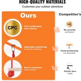 VEVOR 2x60 ft Ninja Warrior Obstacle Course Kids Outdoor Slackline 14 Obstacles